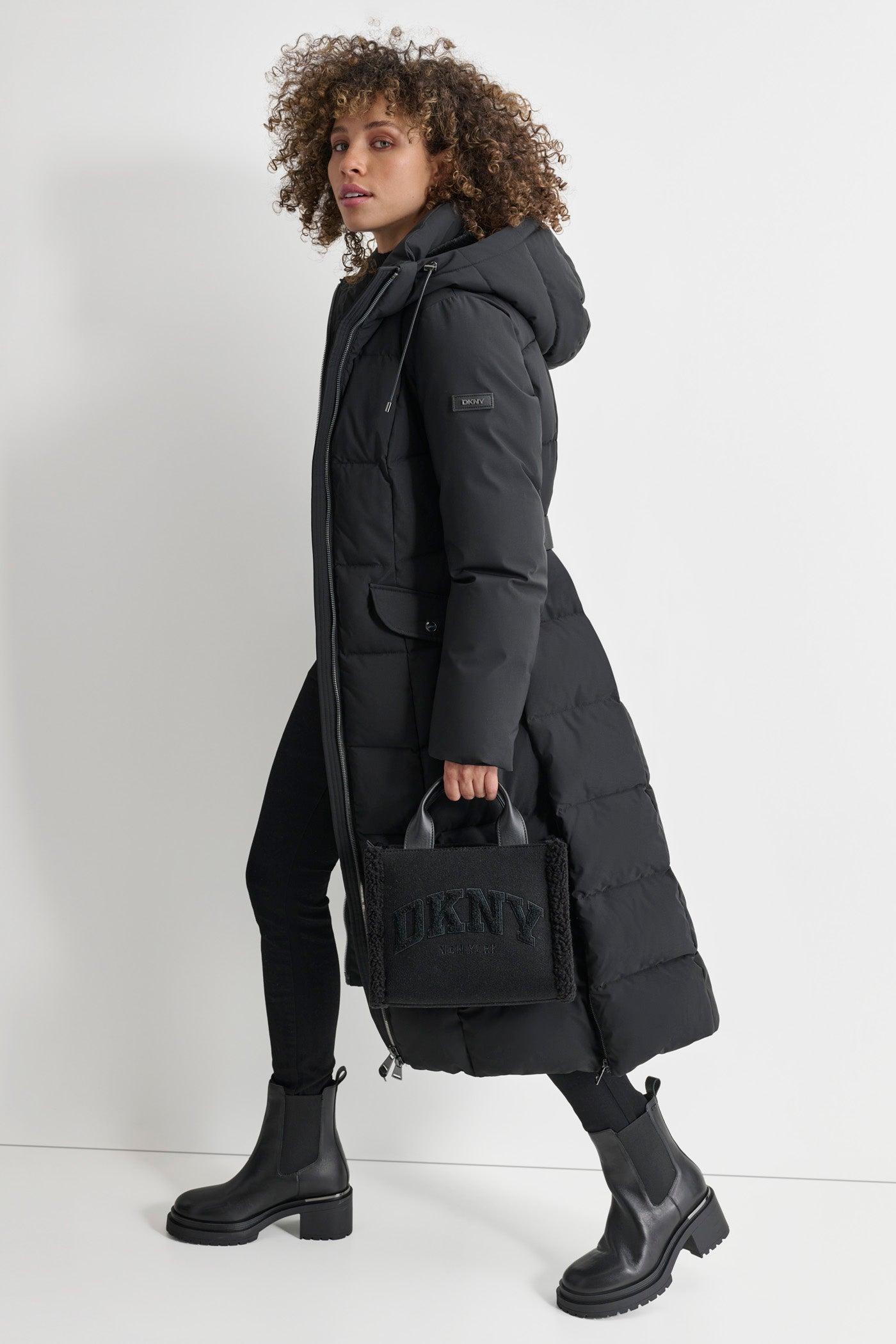 BOX QUILT LONG PUFFER WITH BELT Product Image