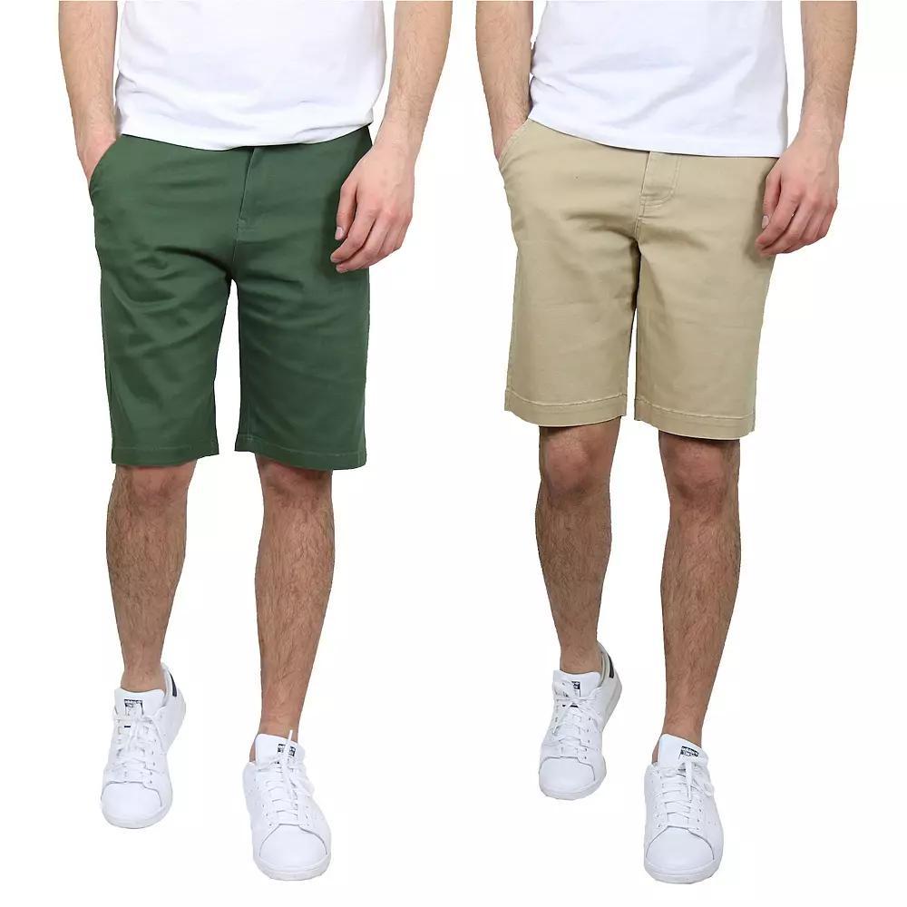 Men's Galaxy 10.5" 5-Pocket Flat-Front Slim-Fit Stretch Chino Shorts 2-Pack, Size: 42, Green Olive Product Image