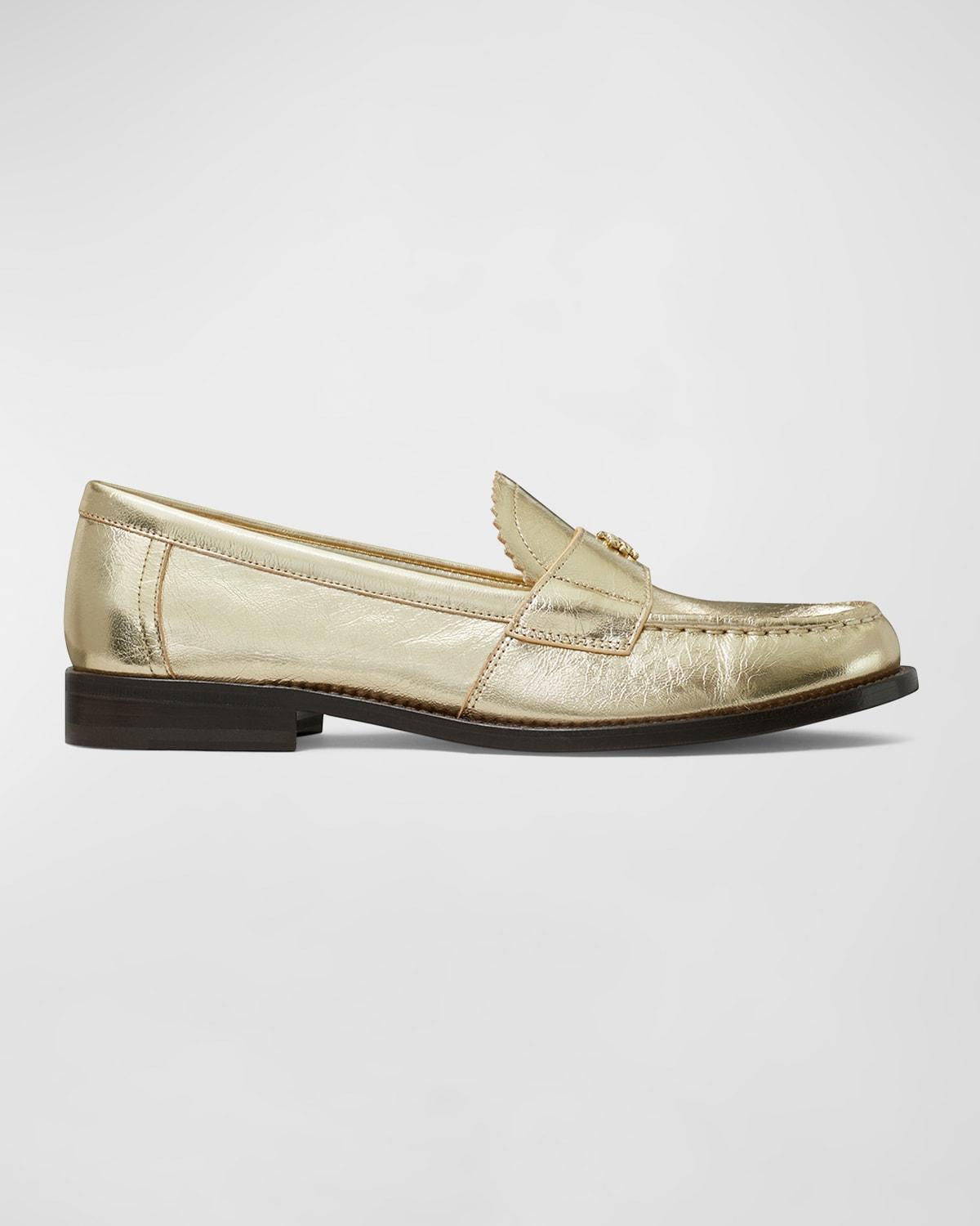 Womens Classic Metallic Leather Loafers Product Image