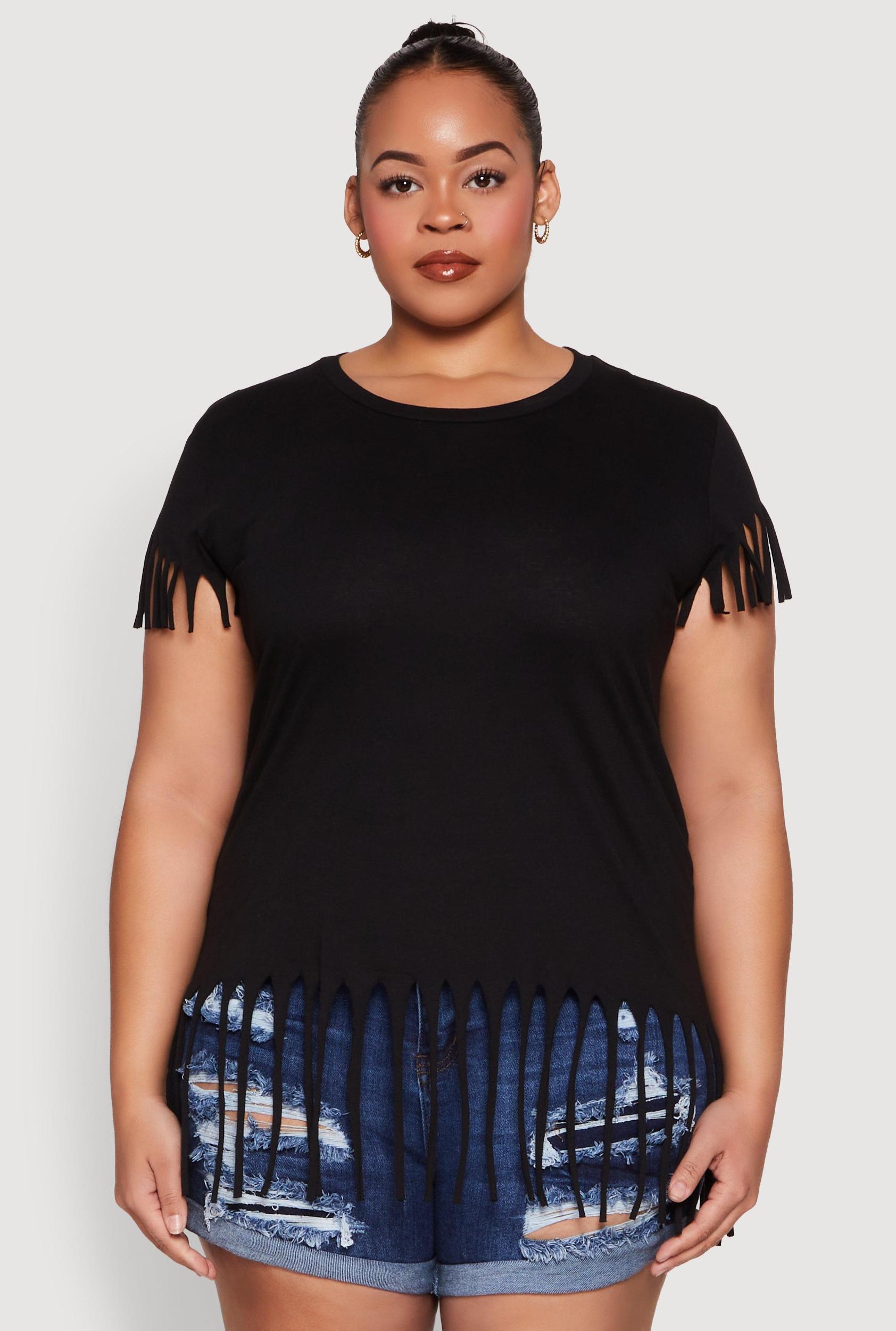 Womens Plus Size Fringe Tee Product Image