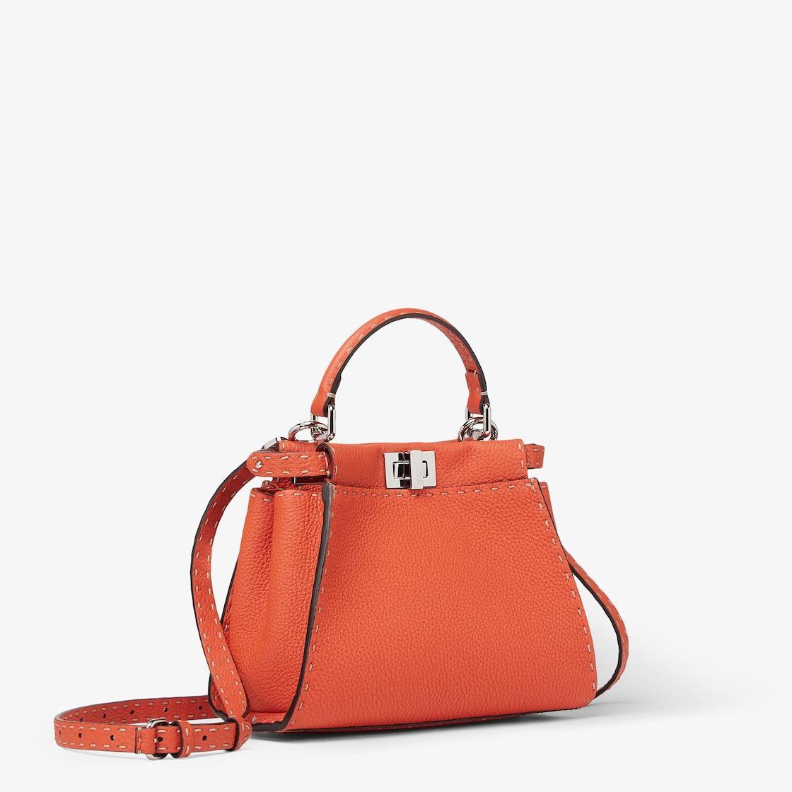 Peekaboo MiniOrange Selleria bag with 1048 hand-sewn topstitches Product Image