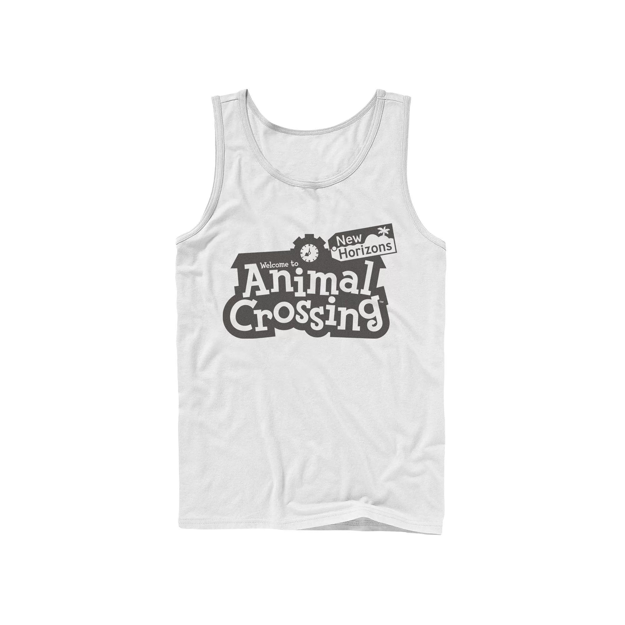 Men's Animal Crossing: New Horizons Bold Black Welcome Logo Tank Top, Size: Large, White Product Image