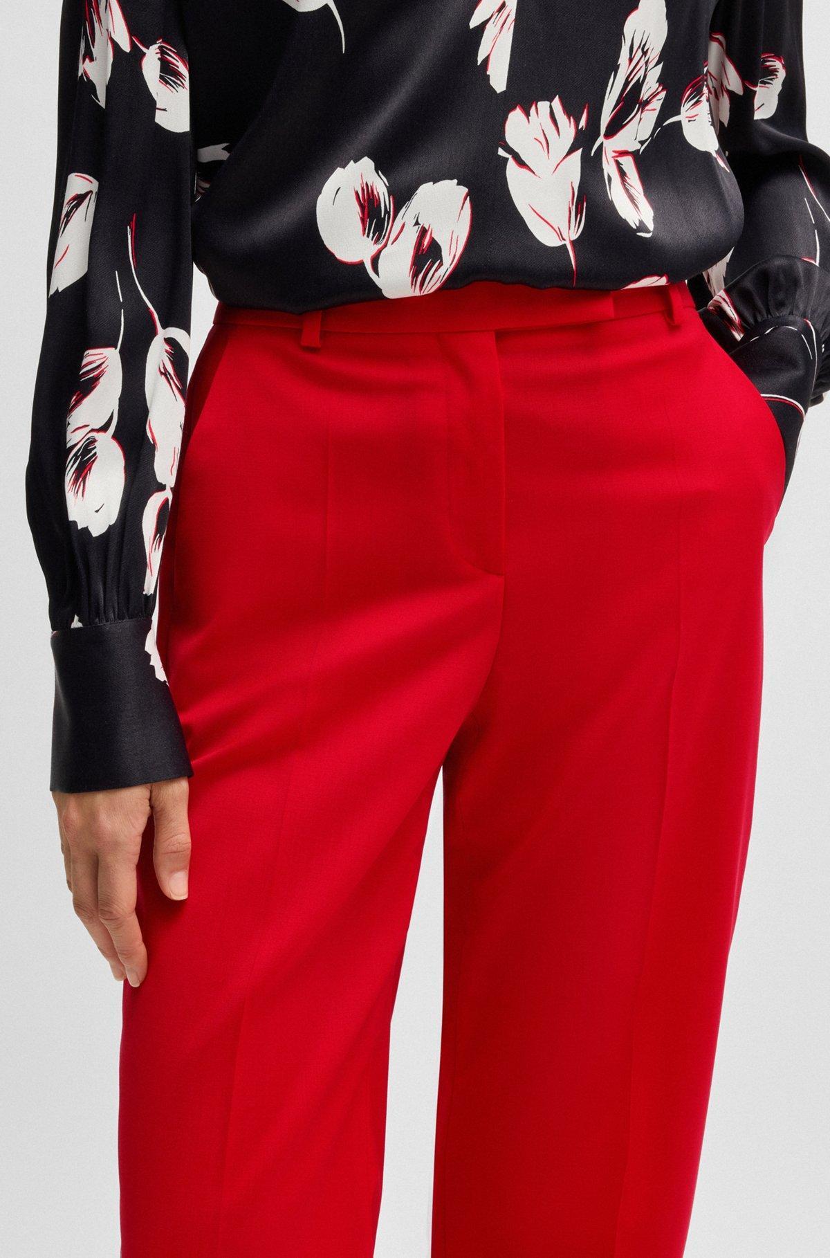 BOSS - Straight-leg trousers in wool - Red Product Image