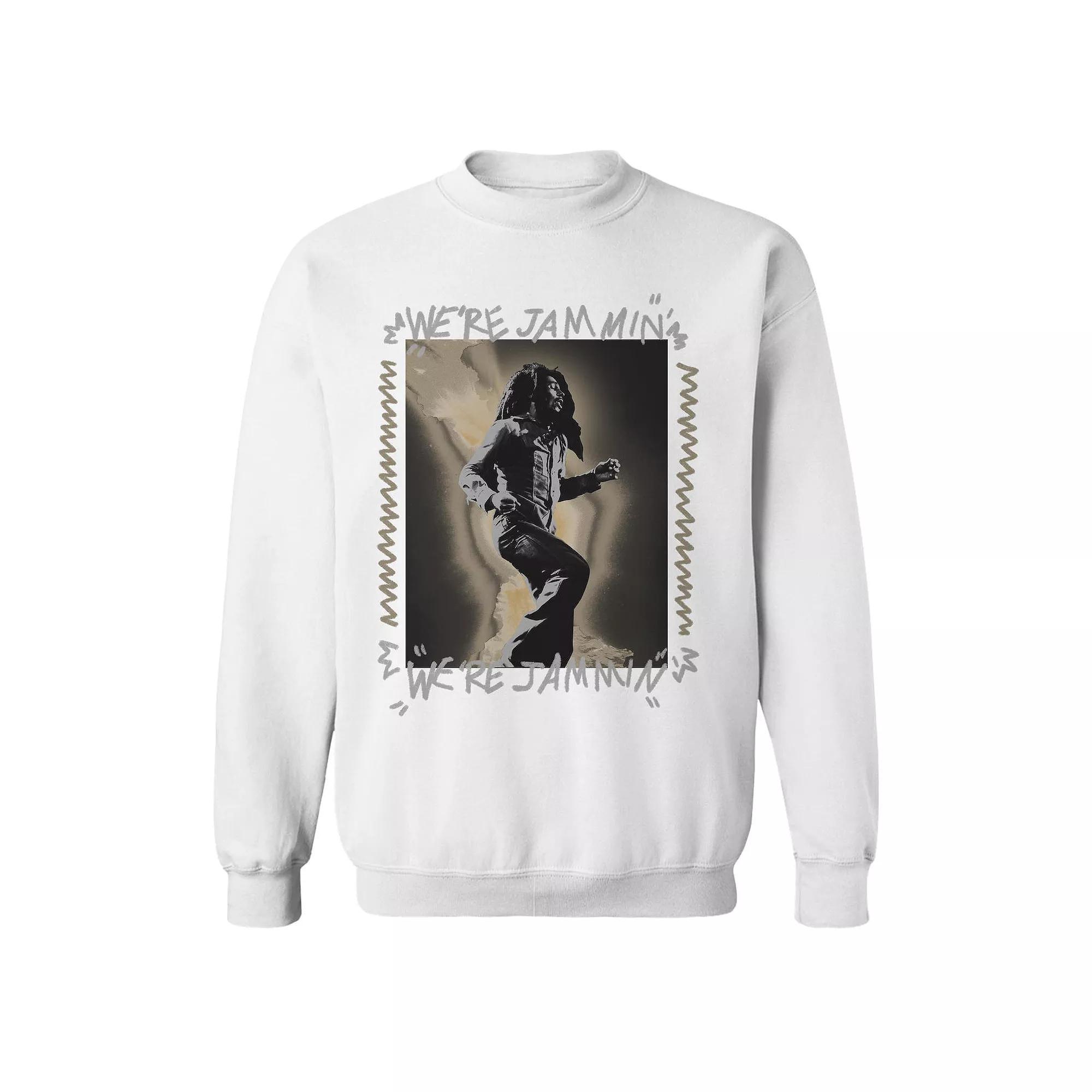 Junior's Bob Marley Were Jammin' Graphic Fleece Sweatshirt, Women's, Size: Large, White Product Image