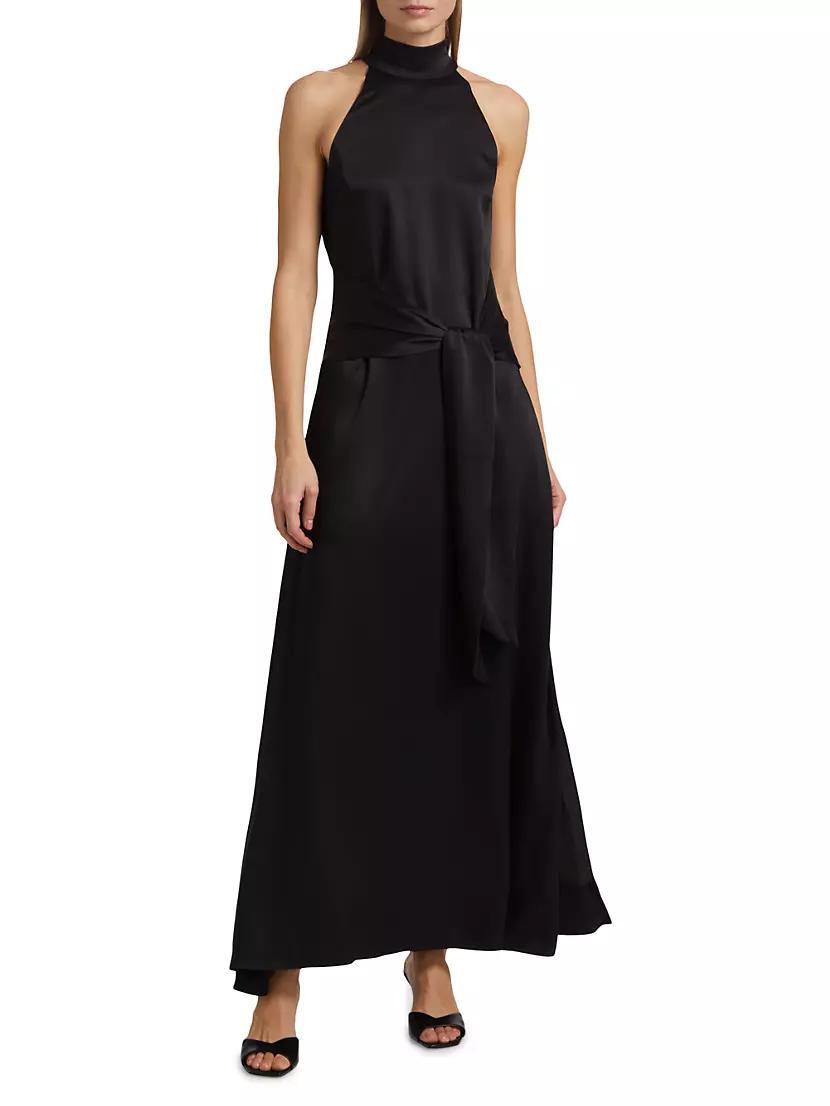 Jocelyn Satin Tie- Front Maxi Dress Product Image