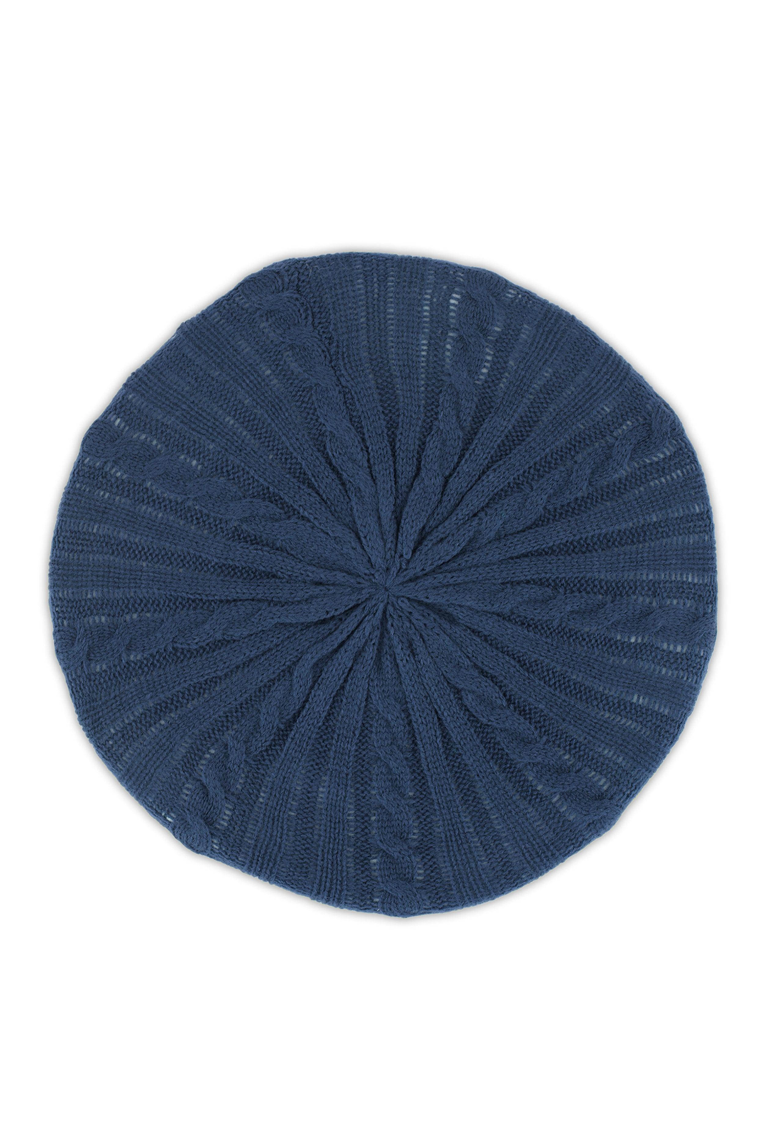 Womens Solid Cable Knit Beret Product Image