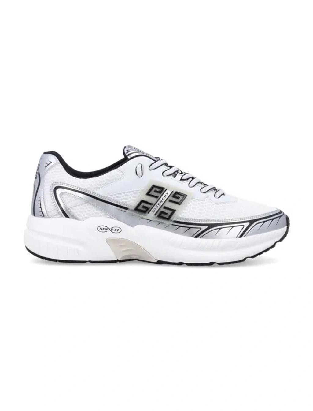 GIVENCHY Nfnty-52 Runners In Synthetic Leather And Mesh In  White Silvery Product Image