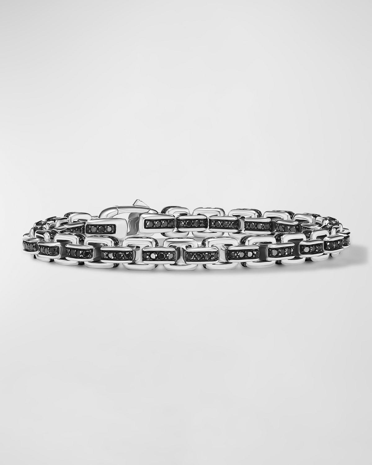 David Yurman Mens Box Chain Bracelet in Sterling Silver with Black Diamonds, 7.3mm Product Image