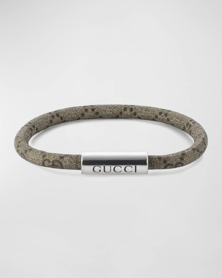 Mens Trademark Canvas & Sterling Silver Logo Bracelet Product Image