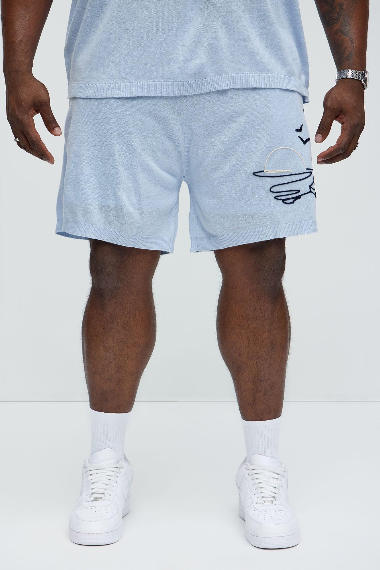 Finley Knitted Shorts - Light Blue Product Image