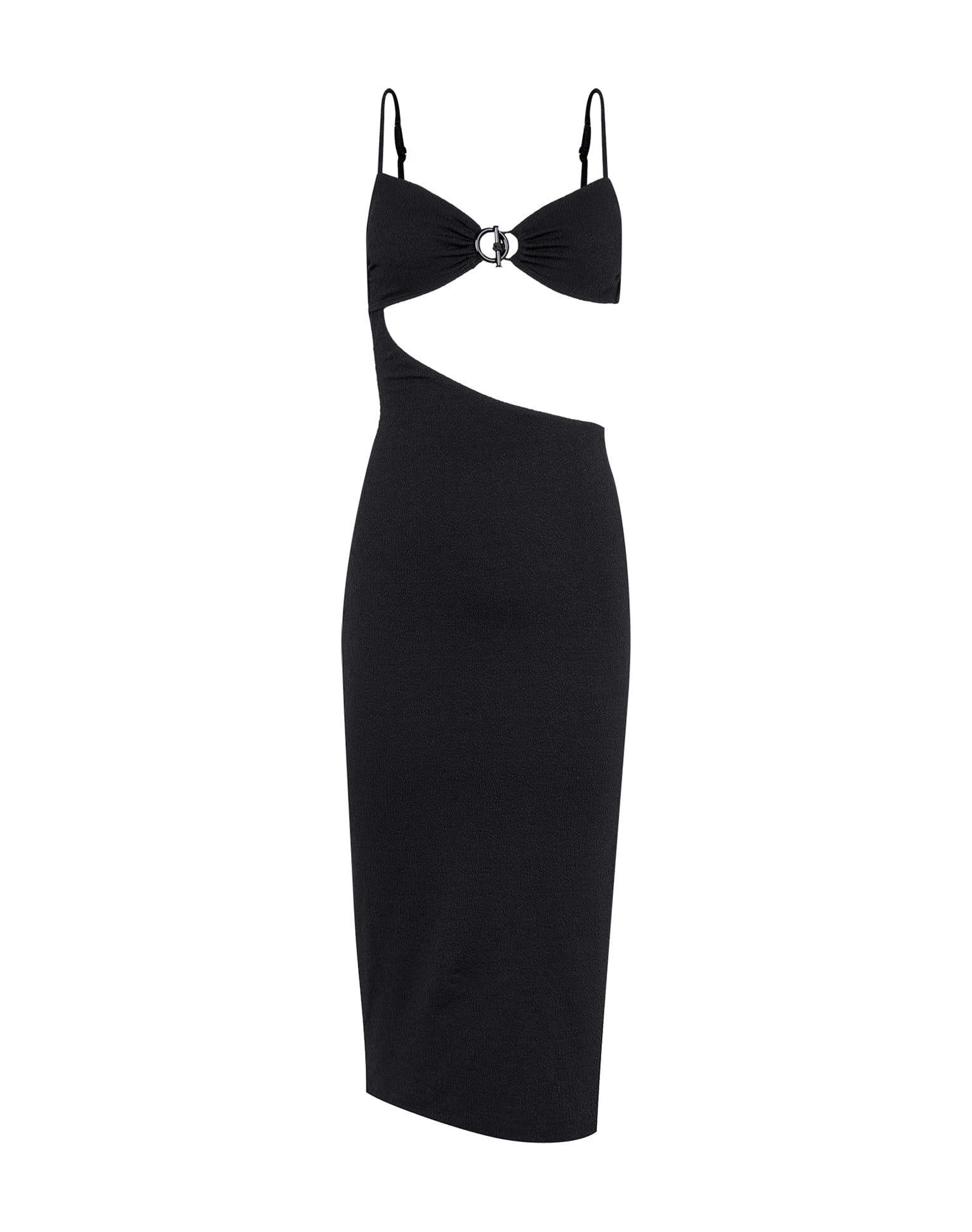 Firenze Kelly Detail Midi Dress (Exchange Only) - Black Product Image