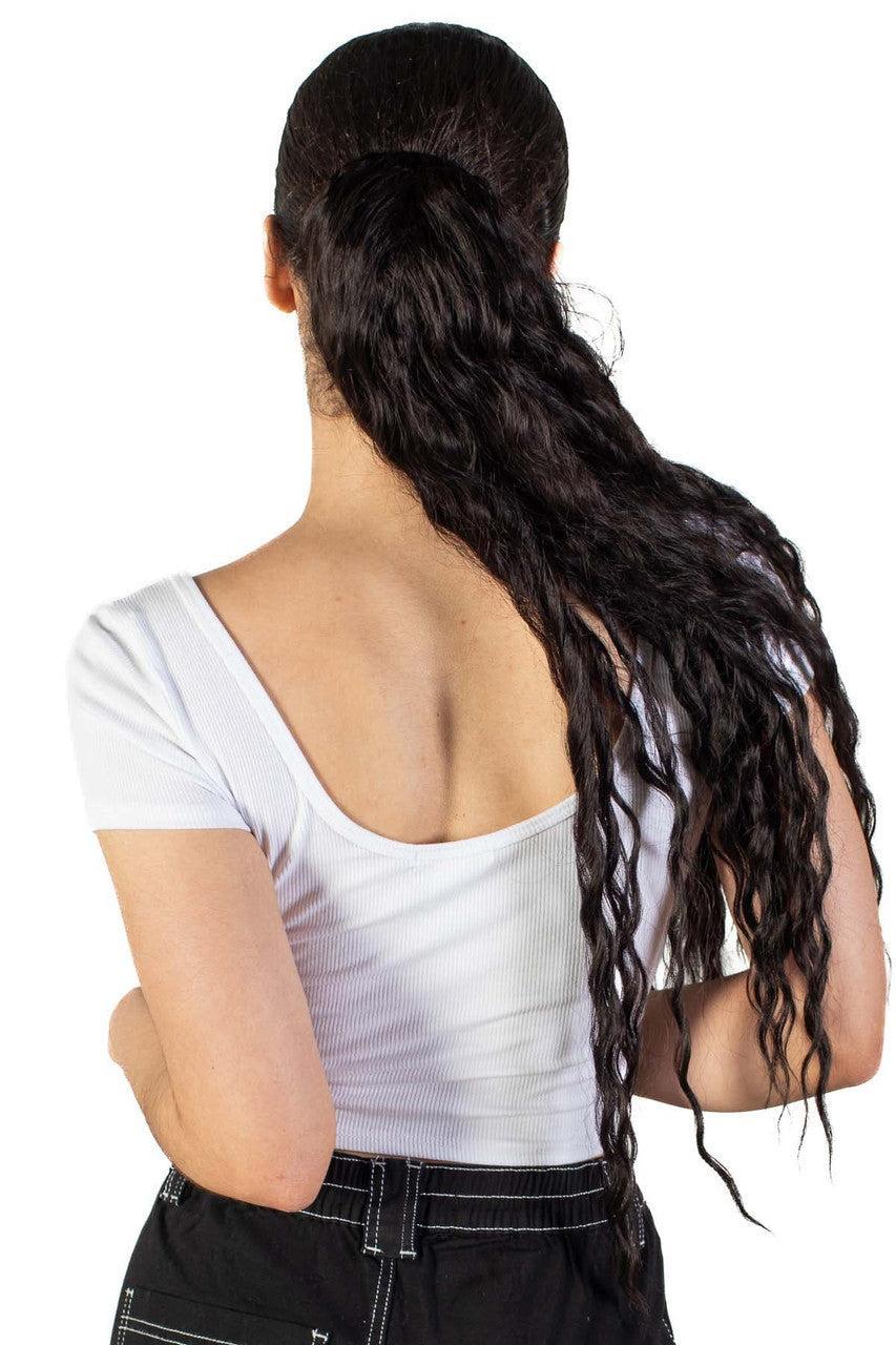 White Double Scoop Henley Crop Tee Product Image