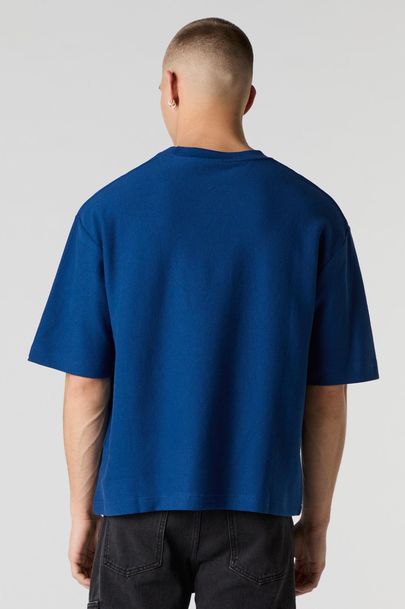 Ribbed Knit Boxy T-Shirt Male Product Image