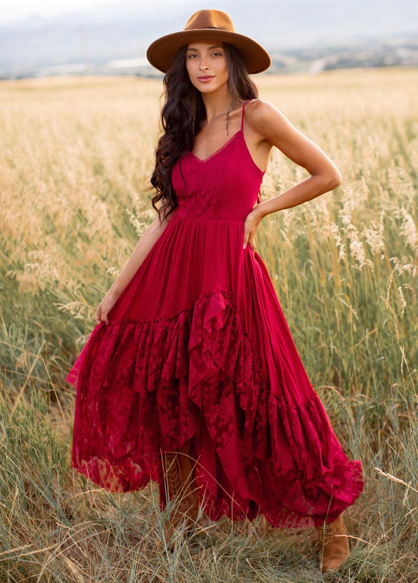 Christelle Dress in Crimson Female Product Image
