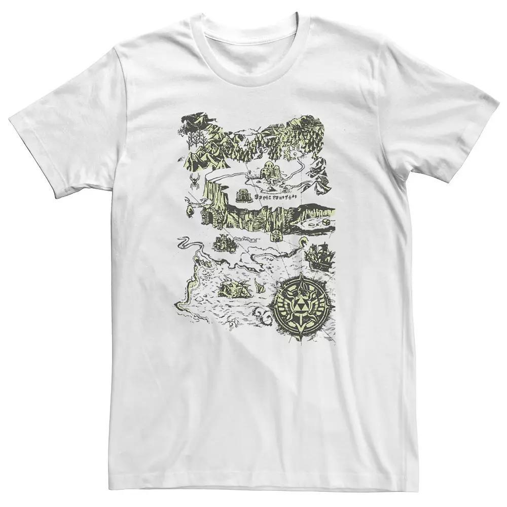 Men's Nintendo Legend Of Zelda Map Green Hue Poster Graphic Tee, Size: Medium, White Product Image