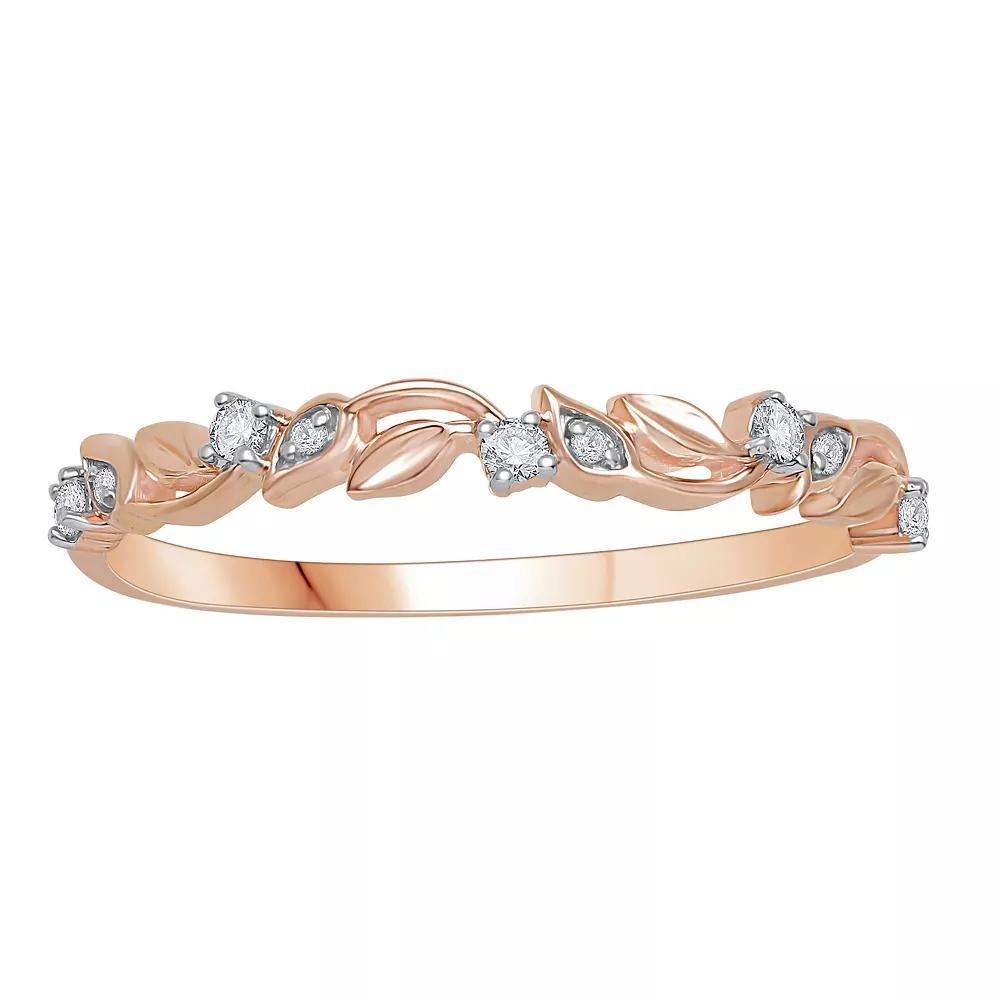 10k Rose Gold Diamond Accent Leafy Stackable Ring, Women's, Size: 6 Product Image