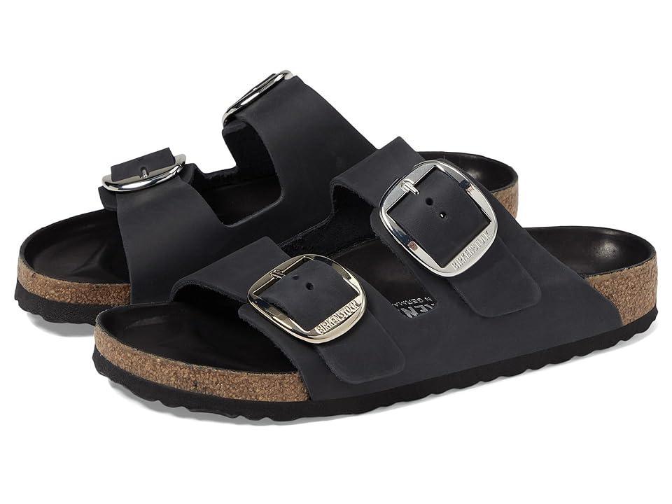 Birkenstock Womens Arizona Oiled Leather Big Buckle Detail Slide Sandals Product Image