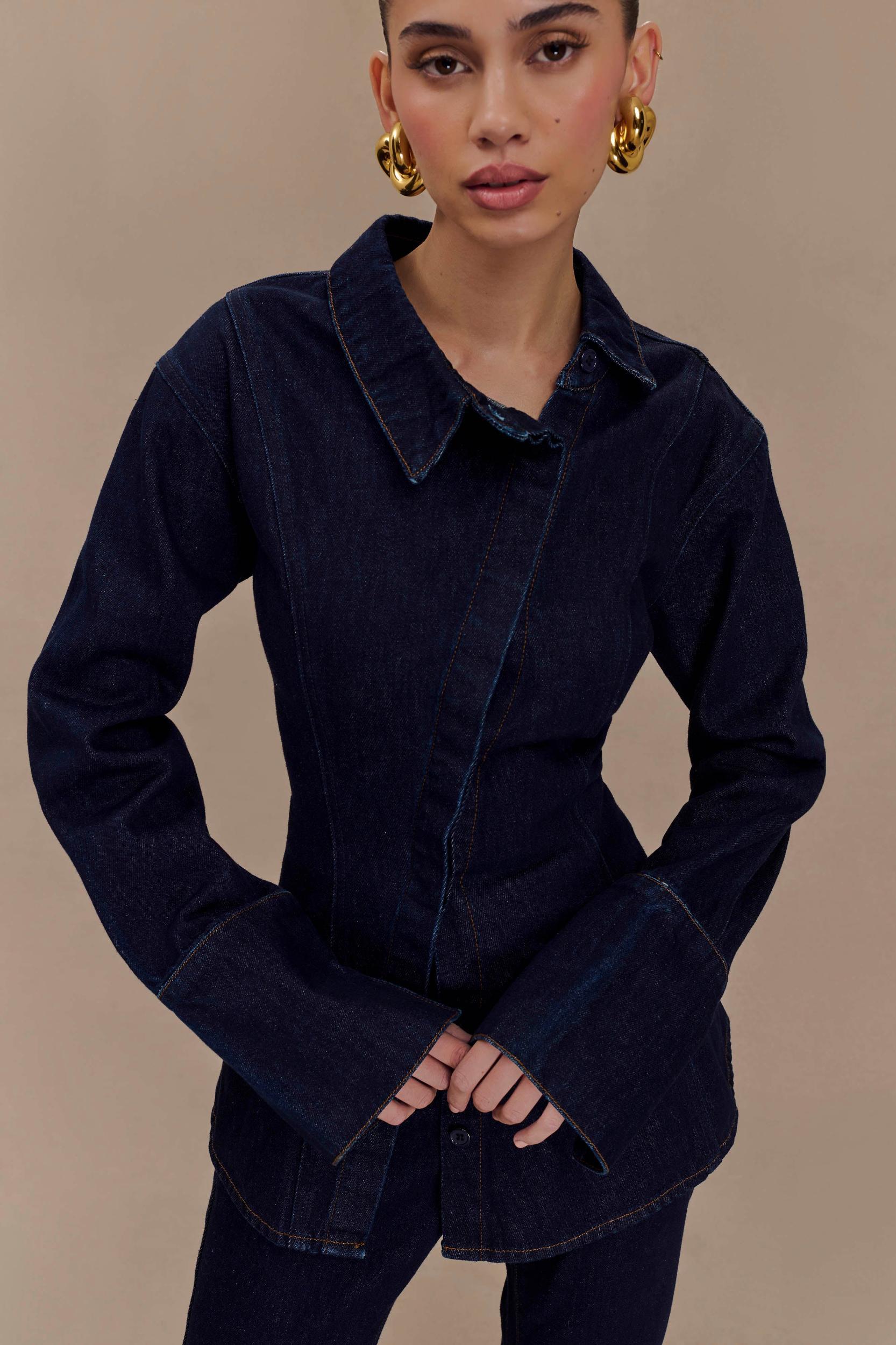 Jericho Asymmetrical Denim Shirt - Indigo Blue Product Image