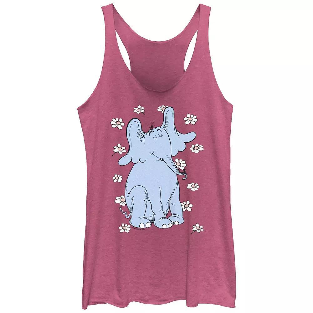 Juniors' Dr. Seuss Horton Hears A Who! Flower Scene Racerback Tank Top, Girl's, Size: XS, Pink Grey Product Image
