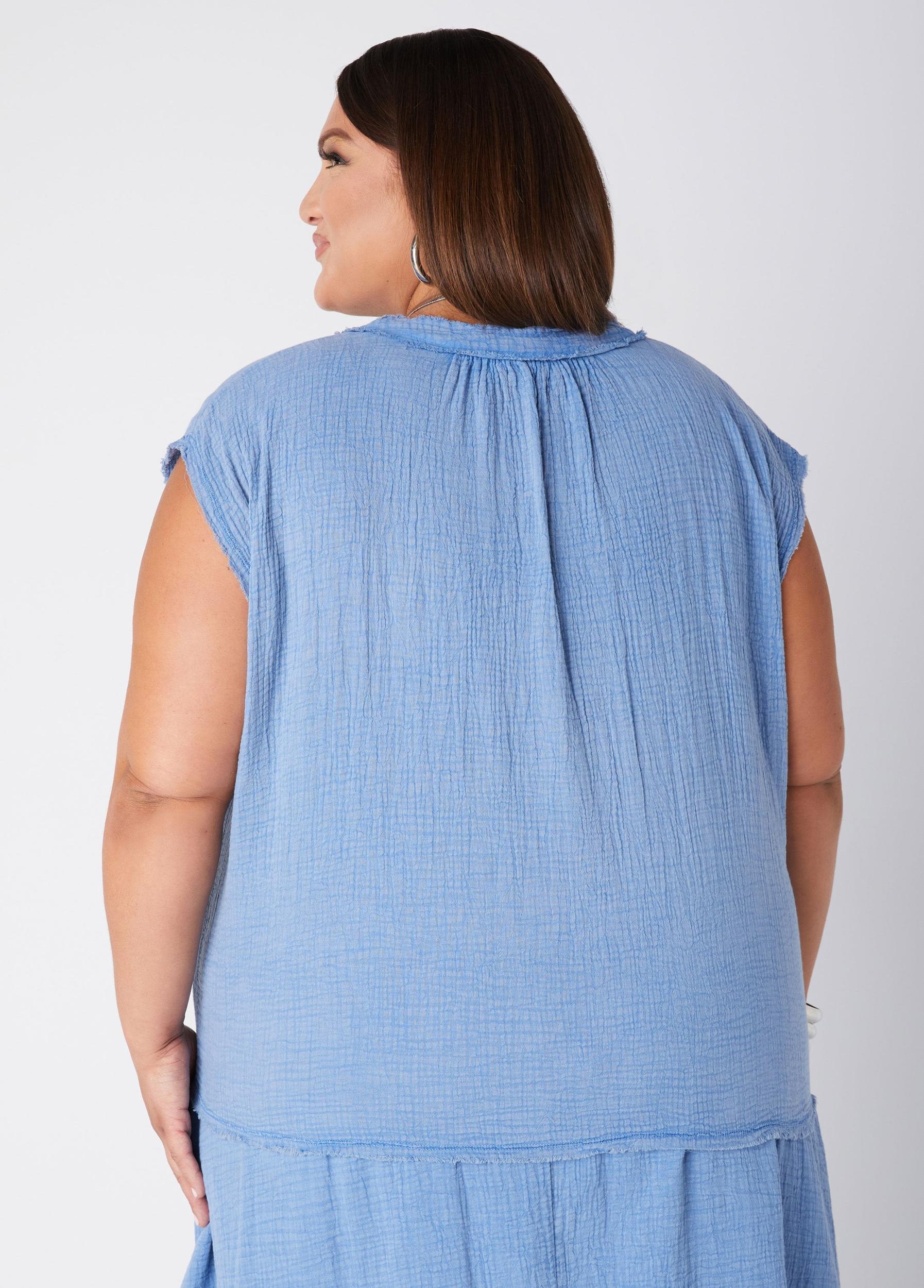 Frayed Cotton Gauze Top Product Image