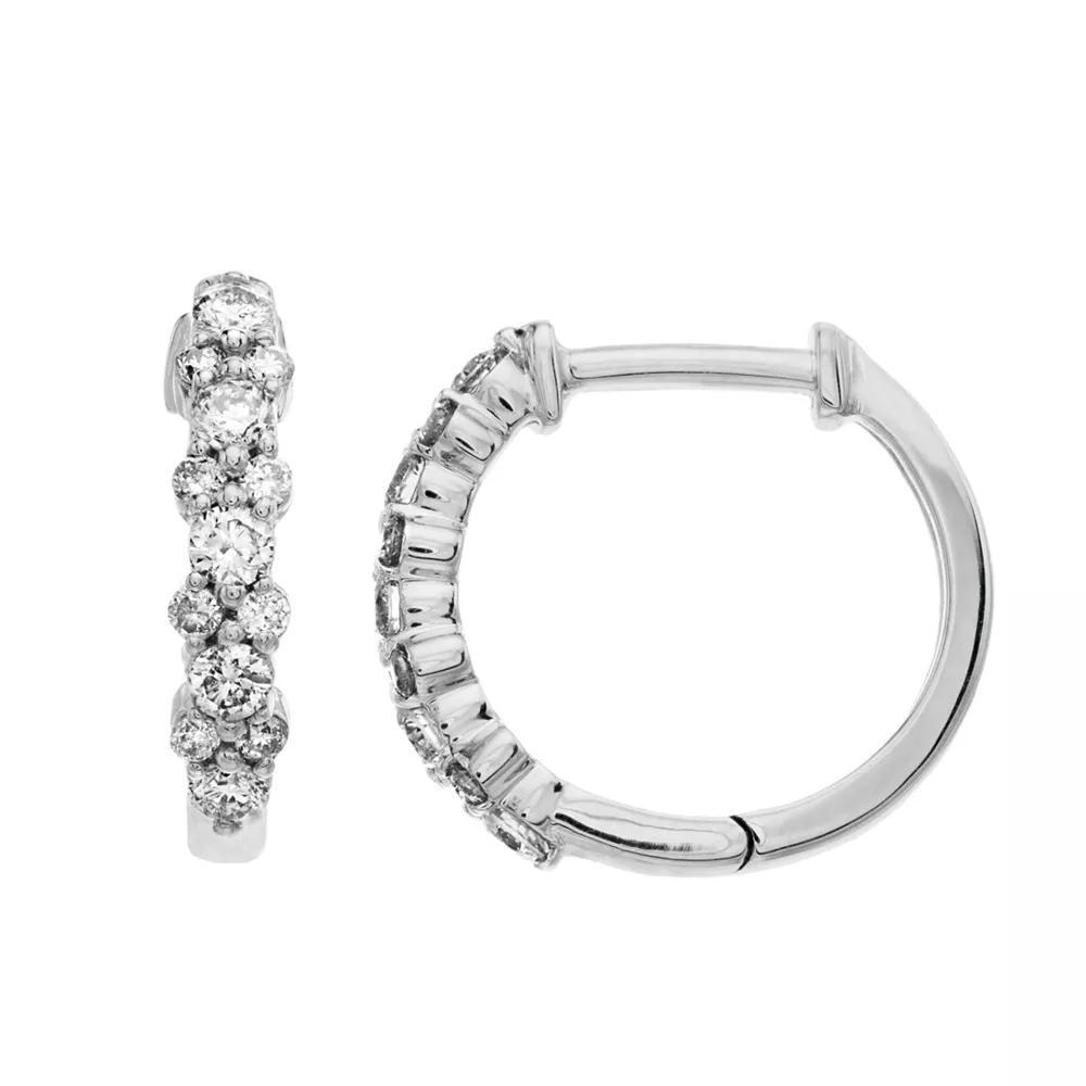 Ava Blue 14k White Gold 3/8 Carat T.W. Diamond Hoop Earrings, Women's Product Image