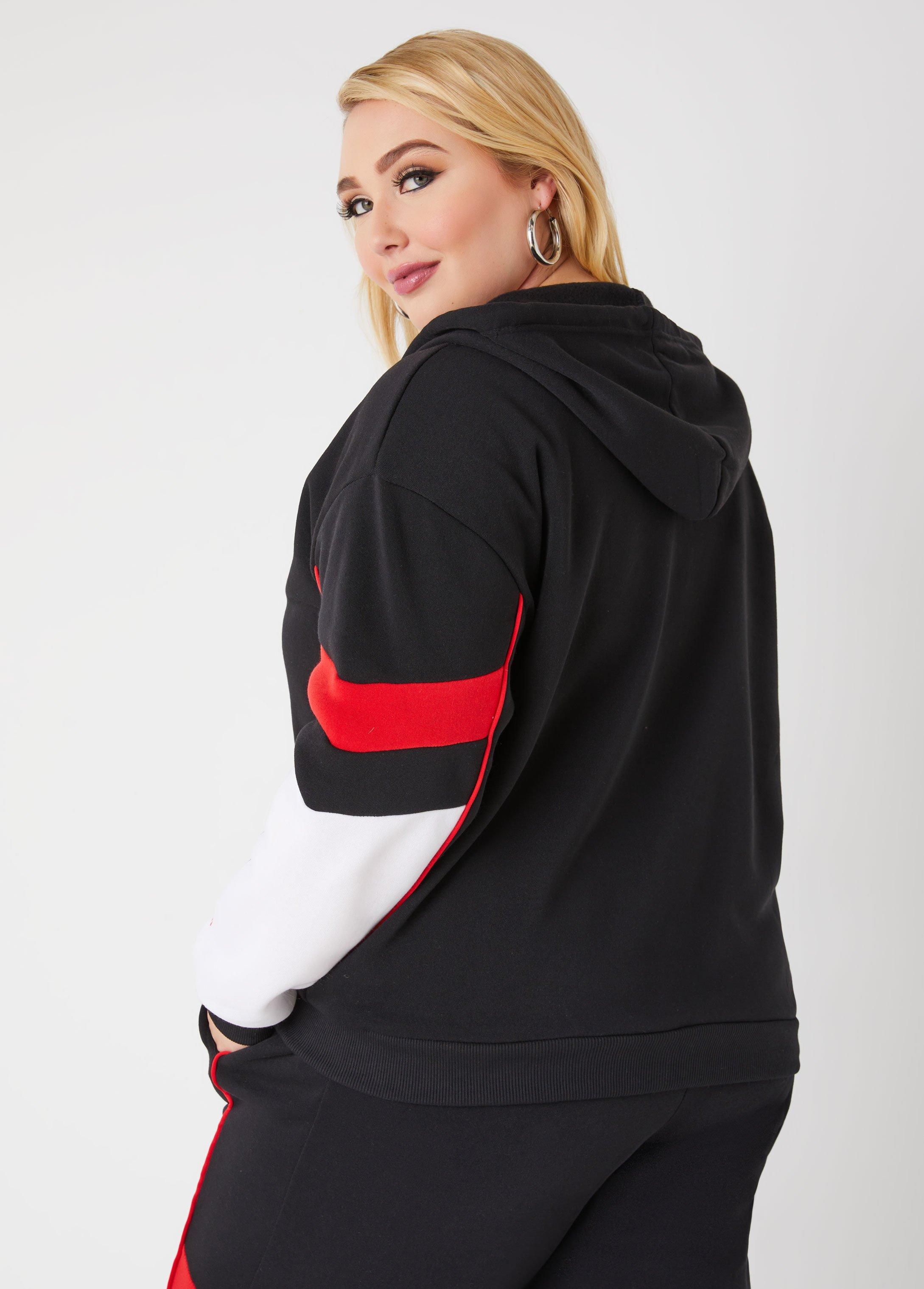 Plus Size Race Striped Hoodie Ashley Stewart Product Image