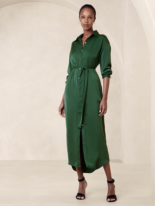 Tie-Waist Maxi Shirtdress Product Image