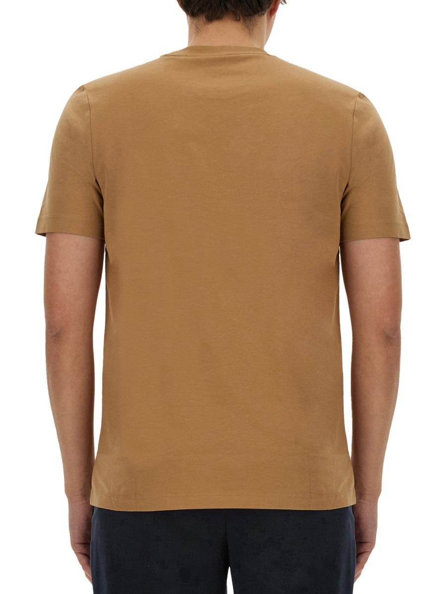 HUGO BOSS Logo-print Cotton T-shirt In Brown Product Image