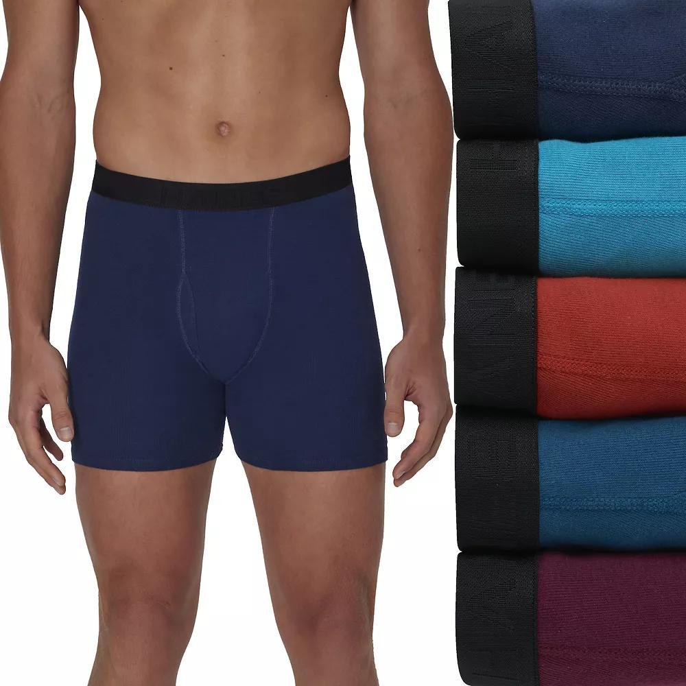 Hanes Ultimate 5-Pack Men's Ringer Style Boxer Brief Underwear, Size: XL, Blue Orange Assorted Product Image