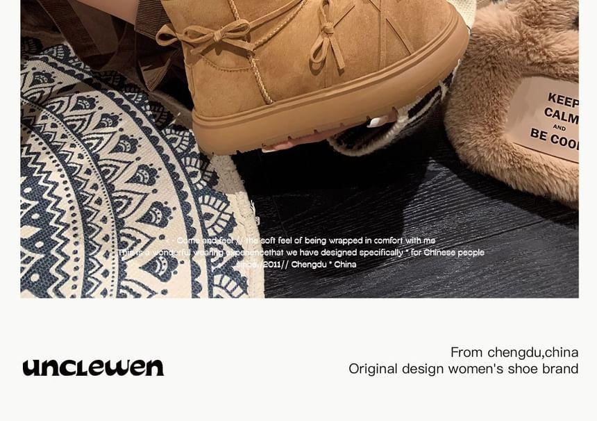 Bow Fleece-Lined Platform Short Snow Boots Product Image