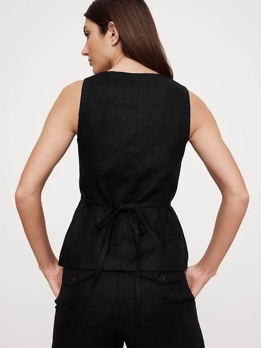 Linen Square-Neck Long Vest Product Image