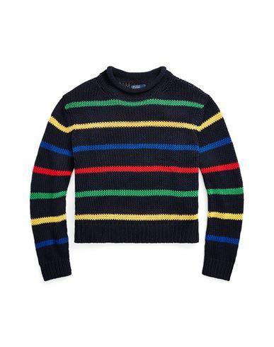 POLO RALPH LAUREN Women's Cotton Striped Roll-neck Sweater In Hunter Navy Multi Product Image