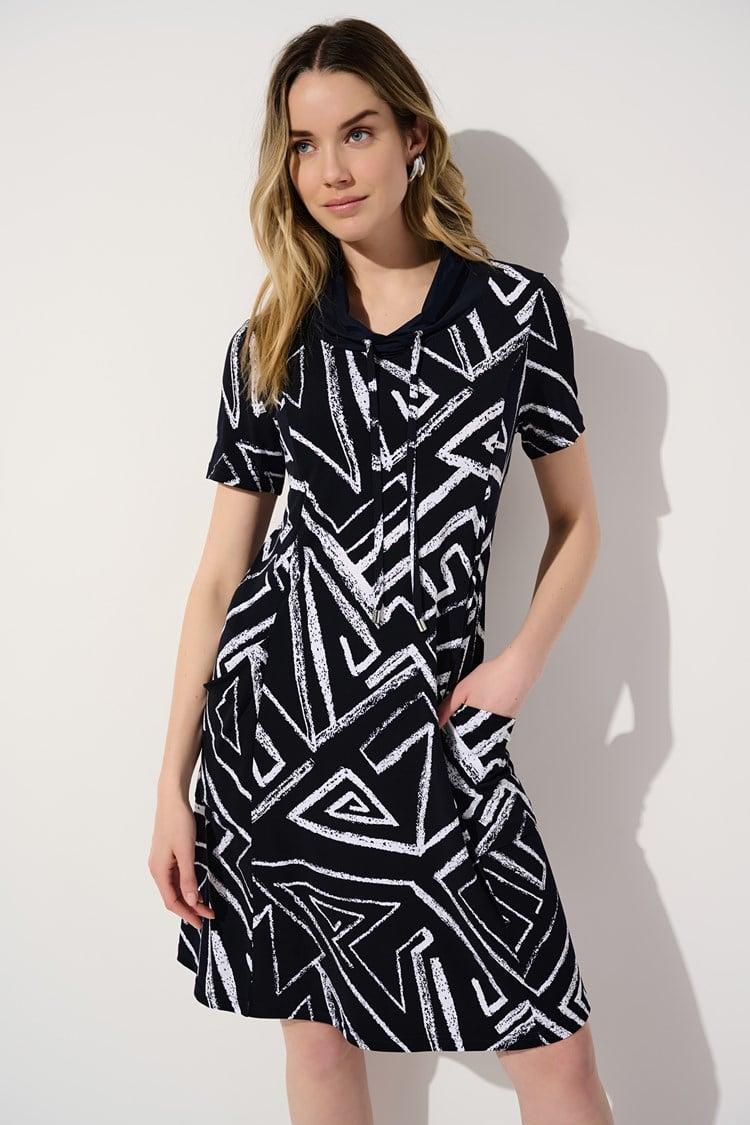 Abstract Print Silky Knit A-Line Dress Product Image