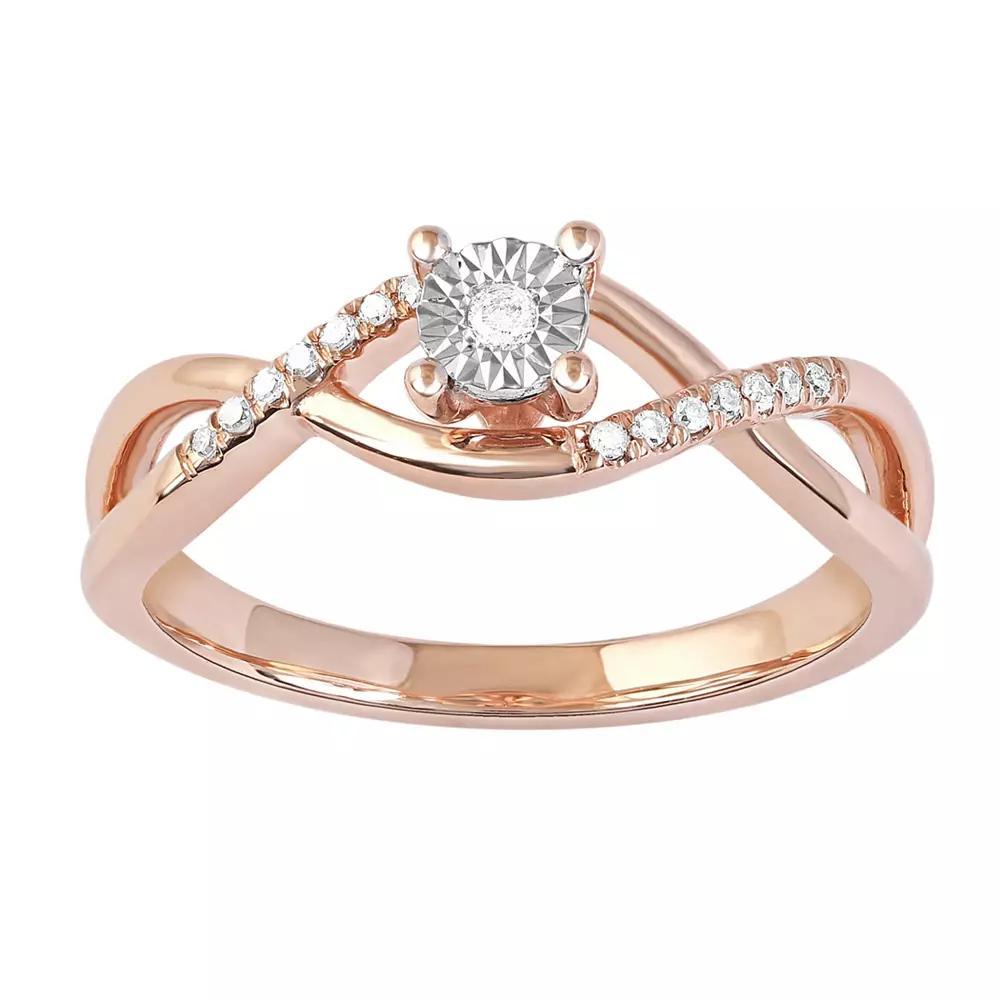 DeCouer Diamond Accent Crossover Promise Ring, Women's, Size: 7, Rose Gold Tone Product Image