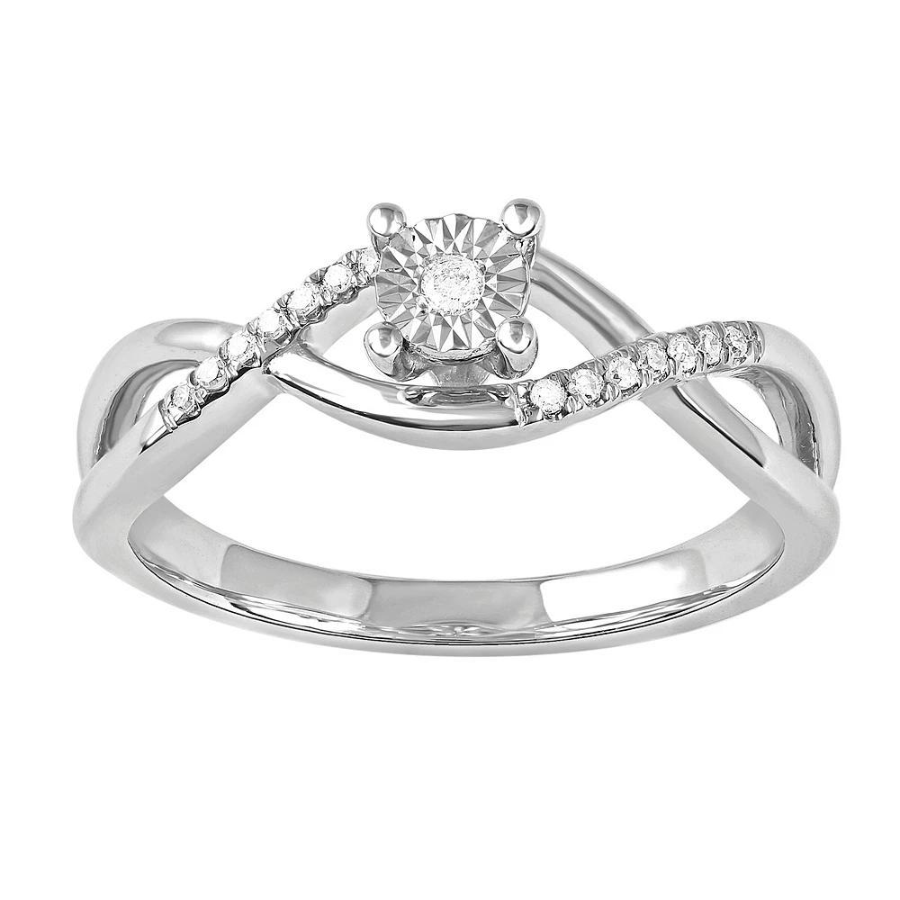 DeCouer Diamond Accent Crossover Promise Ring, Women's, Size: 9, Silver Tone Product Image