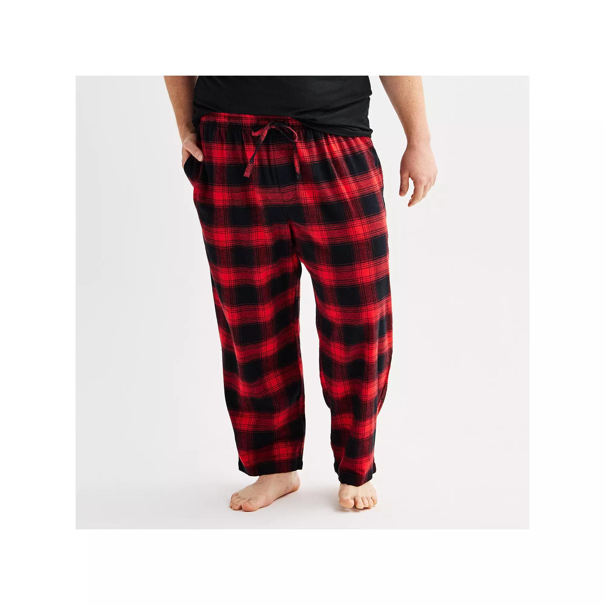 Big & Tall Sonoma Goods For Life® Flannel Drawstring Pajama Pants, Men's, Size: 3XL Tall, Red Checks Product Image