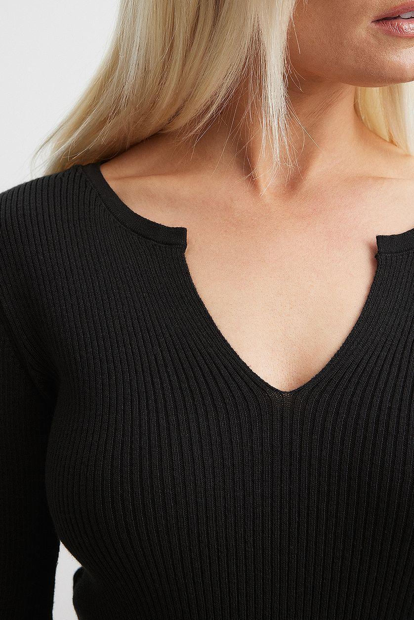 V-detail Light Rib Knitted Sweater Product Image