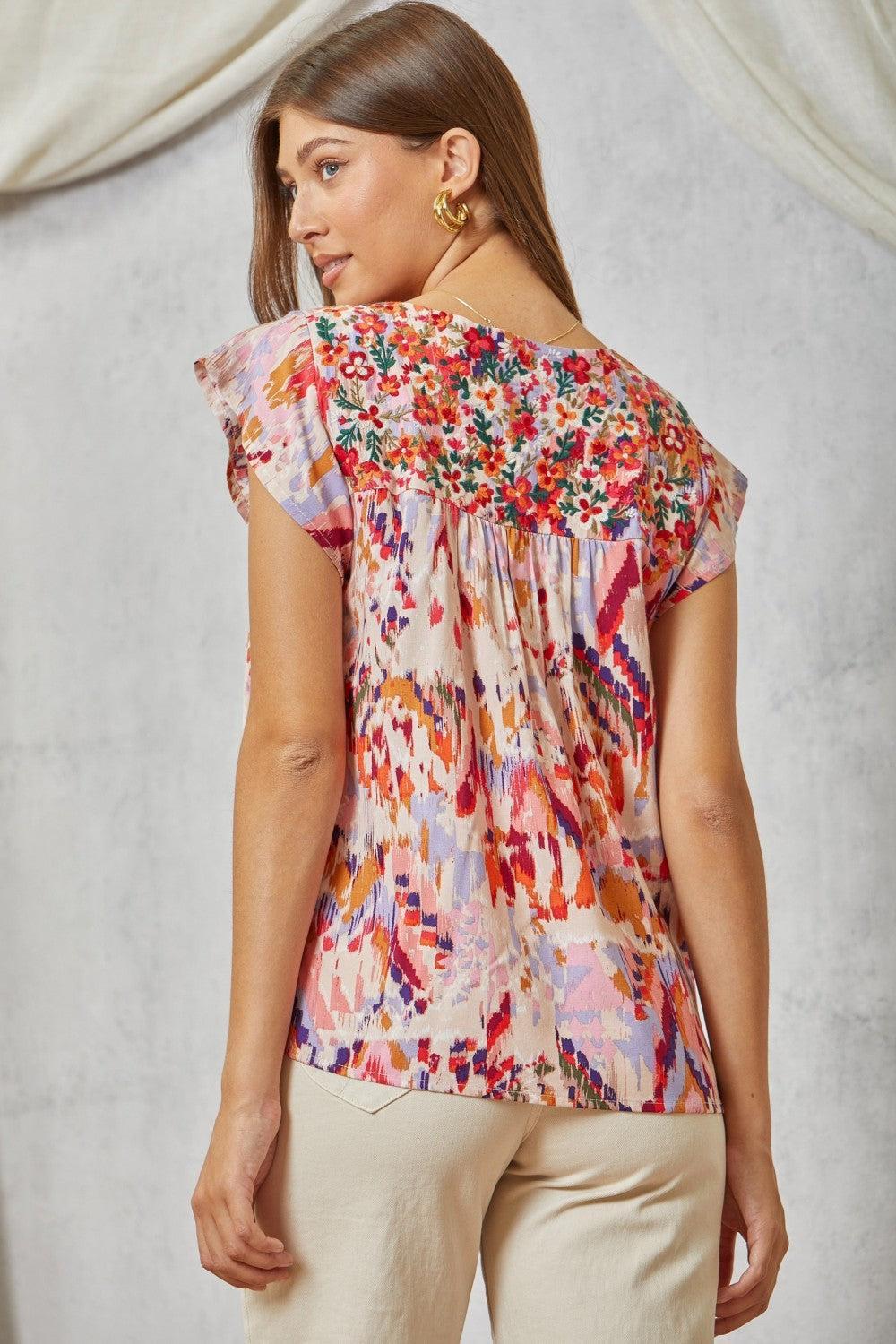 Babydoll Top with Embroidered Yoke Product Image