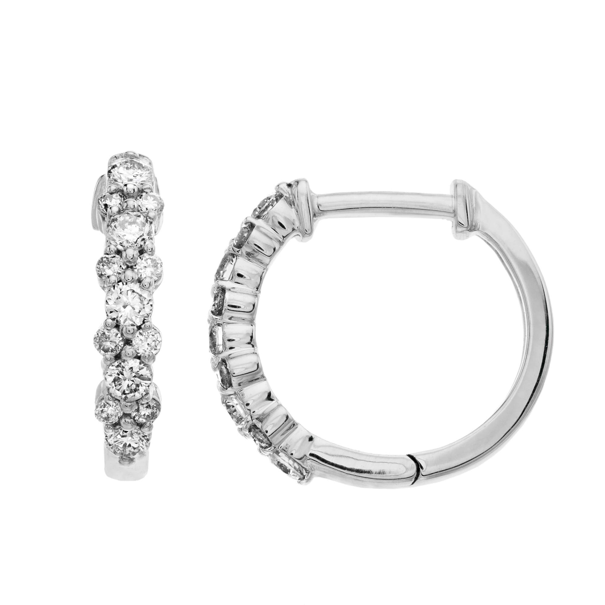Ava Blue 14k White Gold 3/8 Carat T.W. Diamond Hoop Earrings, Women's Product Image