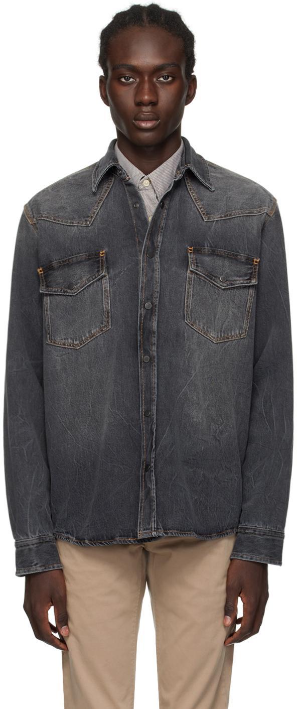HUGO BOSS Black Faded Denim Shirt In Black 002 Product Image