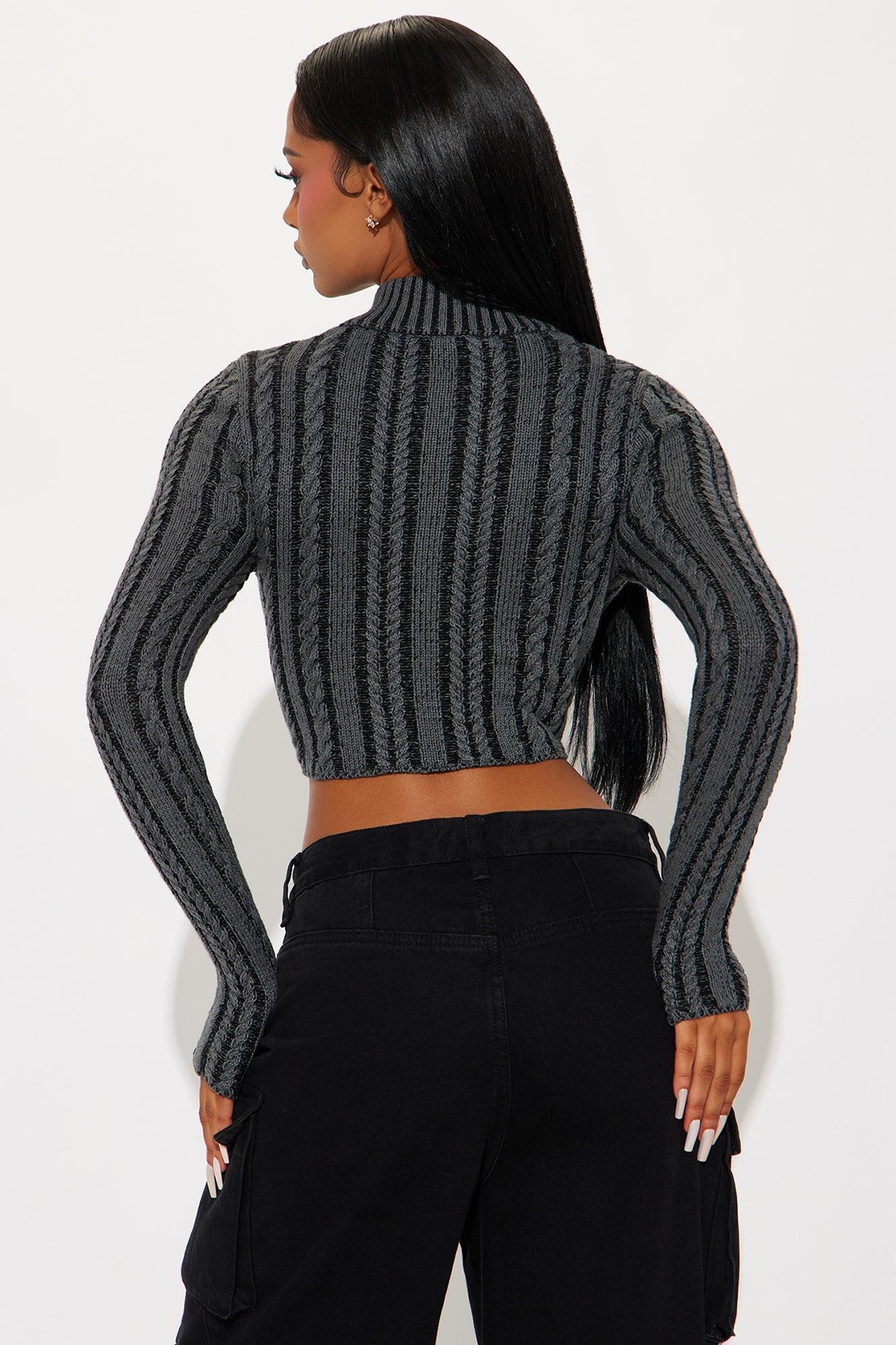 Late Night Drive Cable Knit Cropped Cardigan - Black/combo Product Image