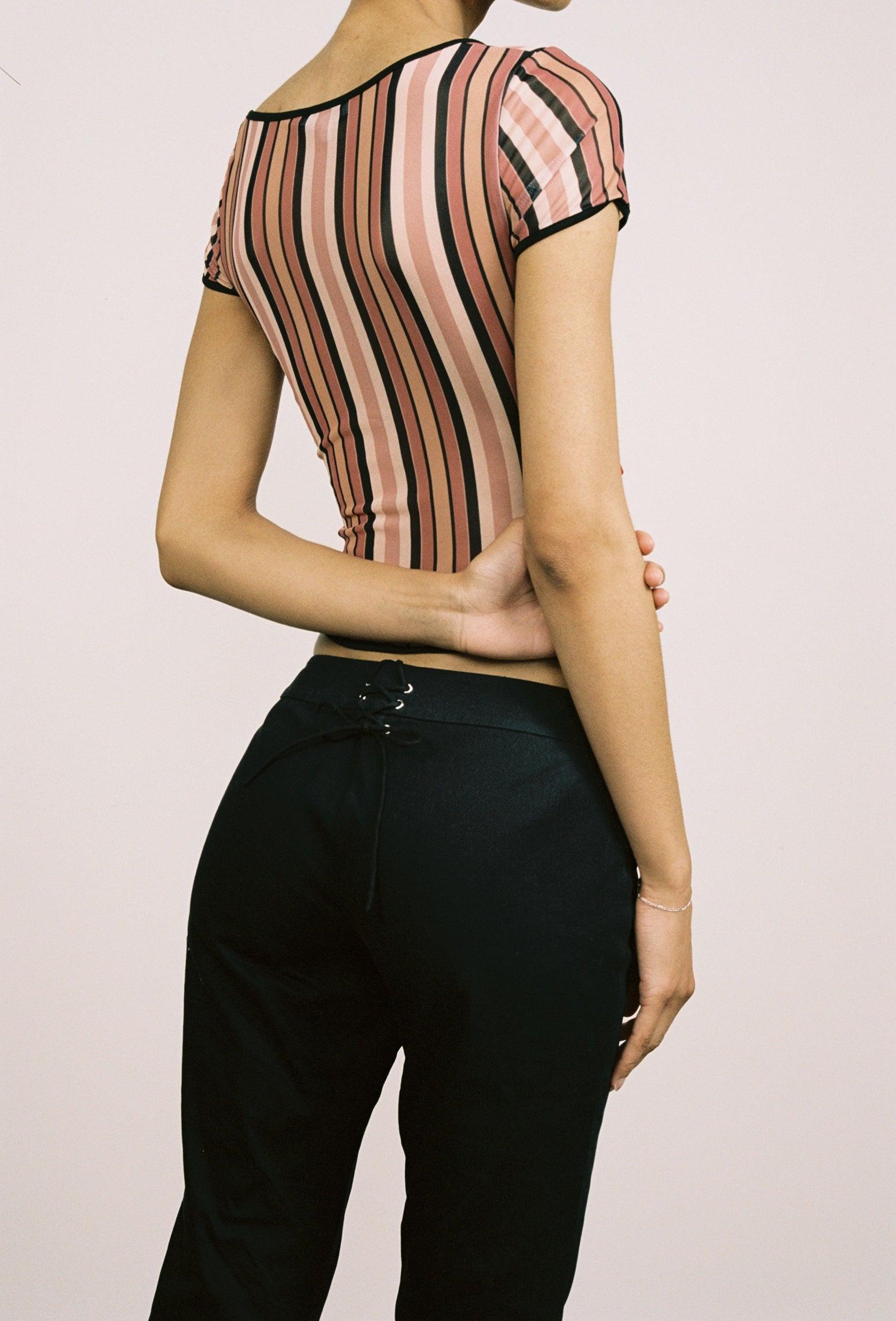 MIMI TEE - SALMON STRIPE Product Image