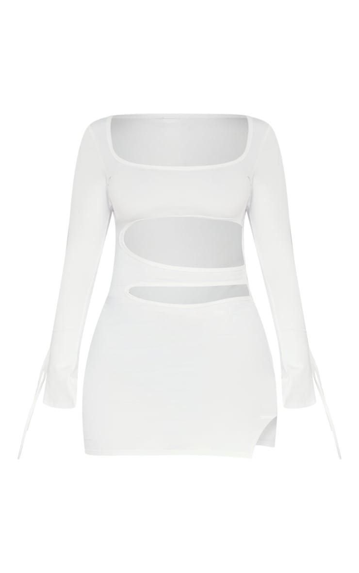 Shape White Sculpted Square Neck Cut Out Mini Dress Product Image