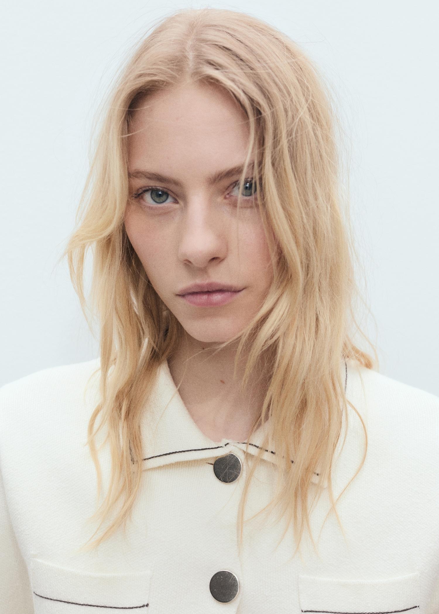Cropped cardigan with contrasting trim - Women | MANGO USA Product Image