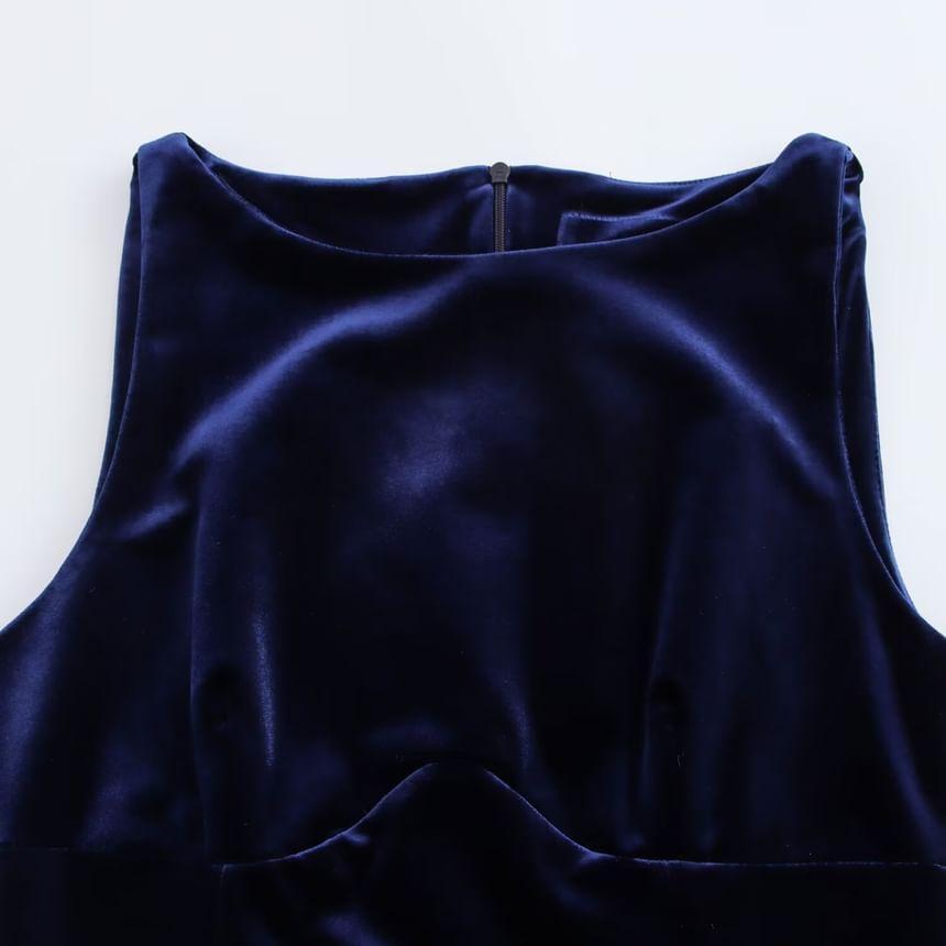 Sleeveless Plain Bow Mini A-Line Dress Product Image