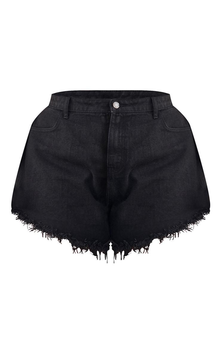Plus Black Floaty Denim Shorts Product Image