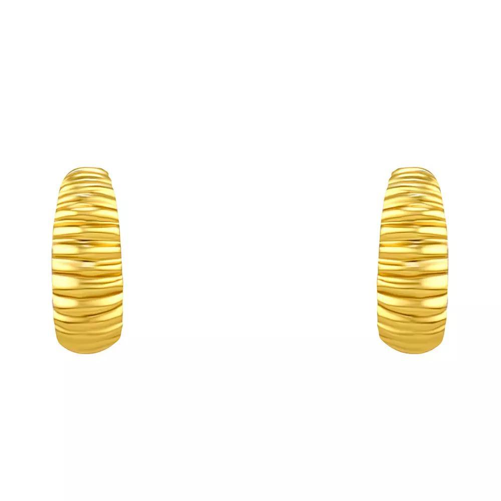 Primavera 24k Gold Over Silver Ribbed Mini Hoop Earrings, Womens, Gold Tone Product Image