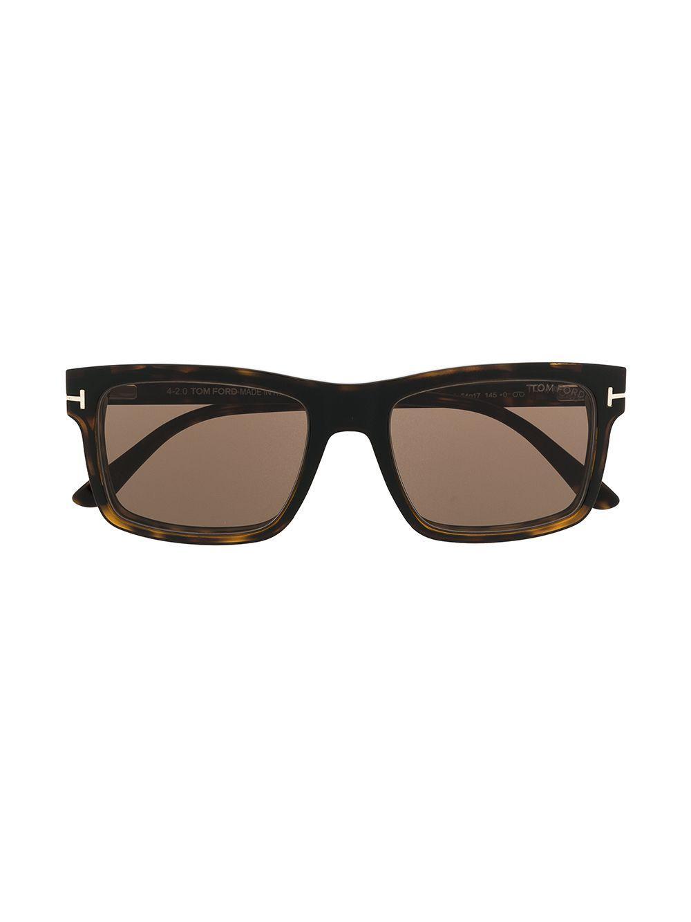 TOM FORD Magnetic Blue-block Rectangular Glasses In Brown Product Image
