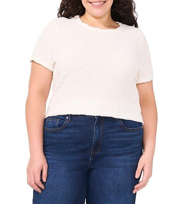 CeCe Plus Size Textured Knit Crew Neck Short Sleeve Tee Product Image