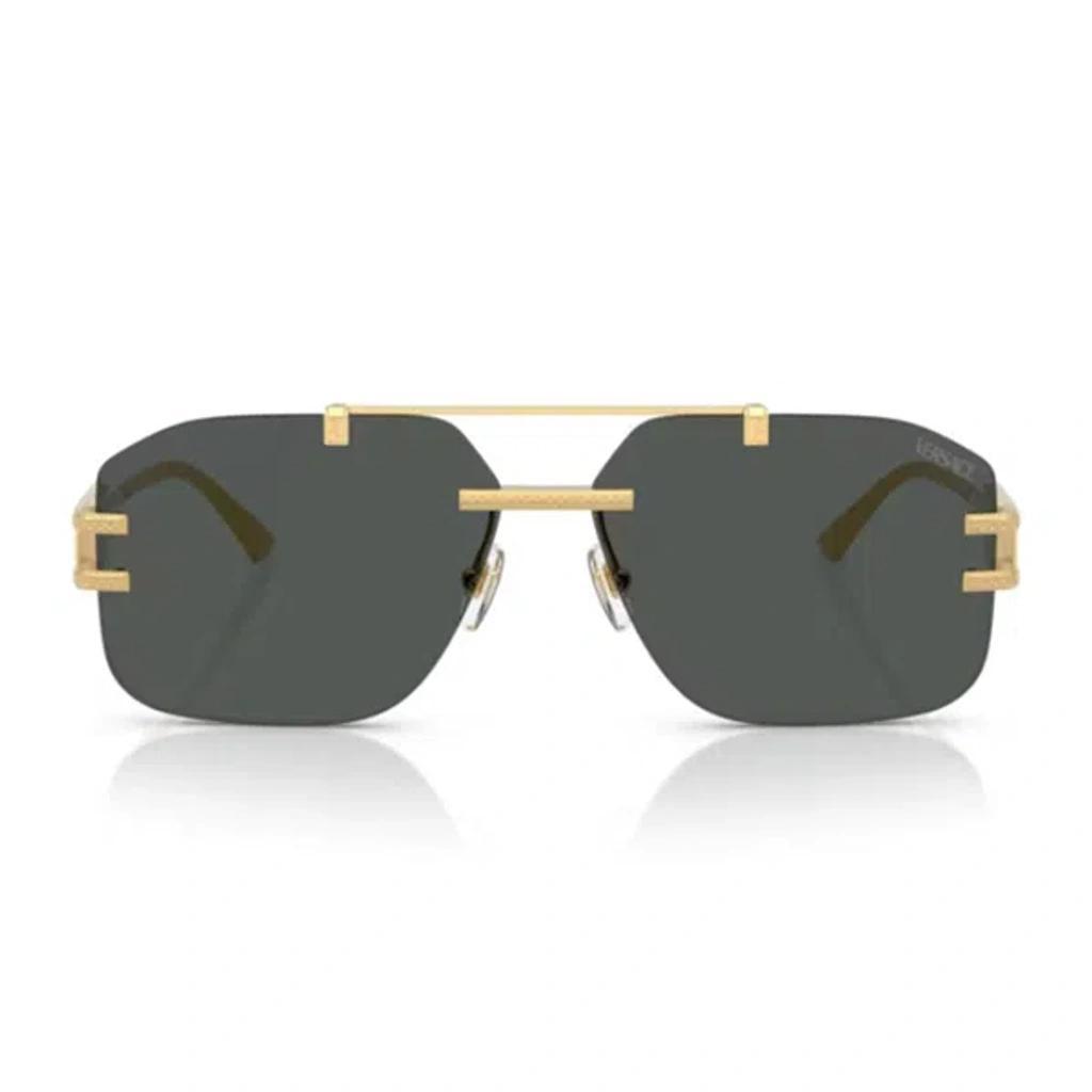 VERSACE 60mm Rectangular Sunglasses In Dark Grey Product Image